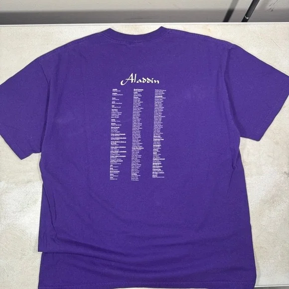 Vintage Anvil Aladdin Movie Cast Crew T-Shirt Purple Mens XL Disney - Picture 6 of 12